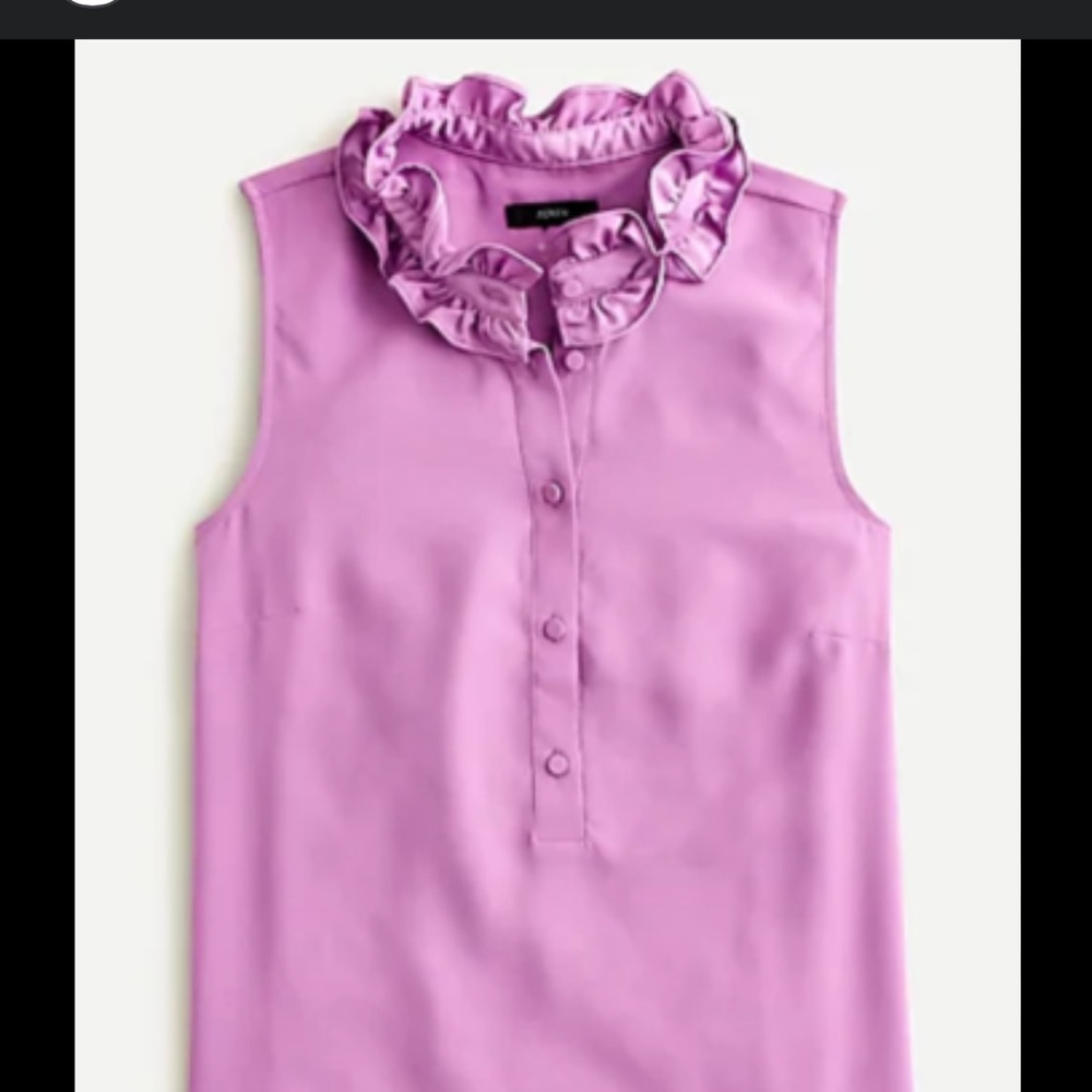 J. Crew lavender wisteria ruffle neck sleeveless top SMALL